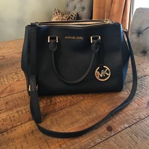 Navy Michael Kors Medium Sutton Satchel